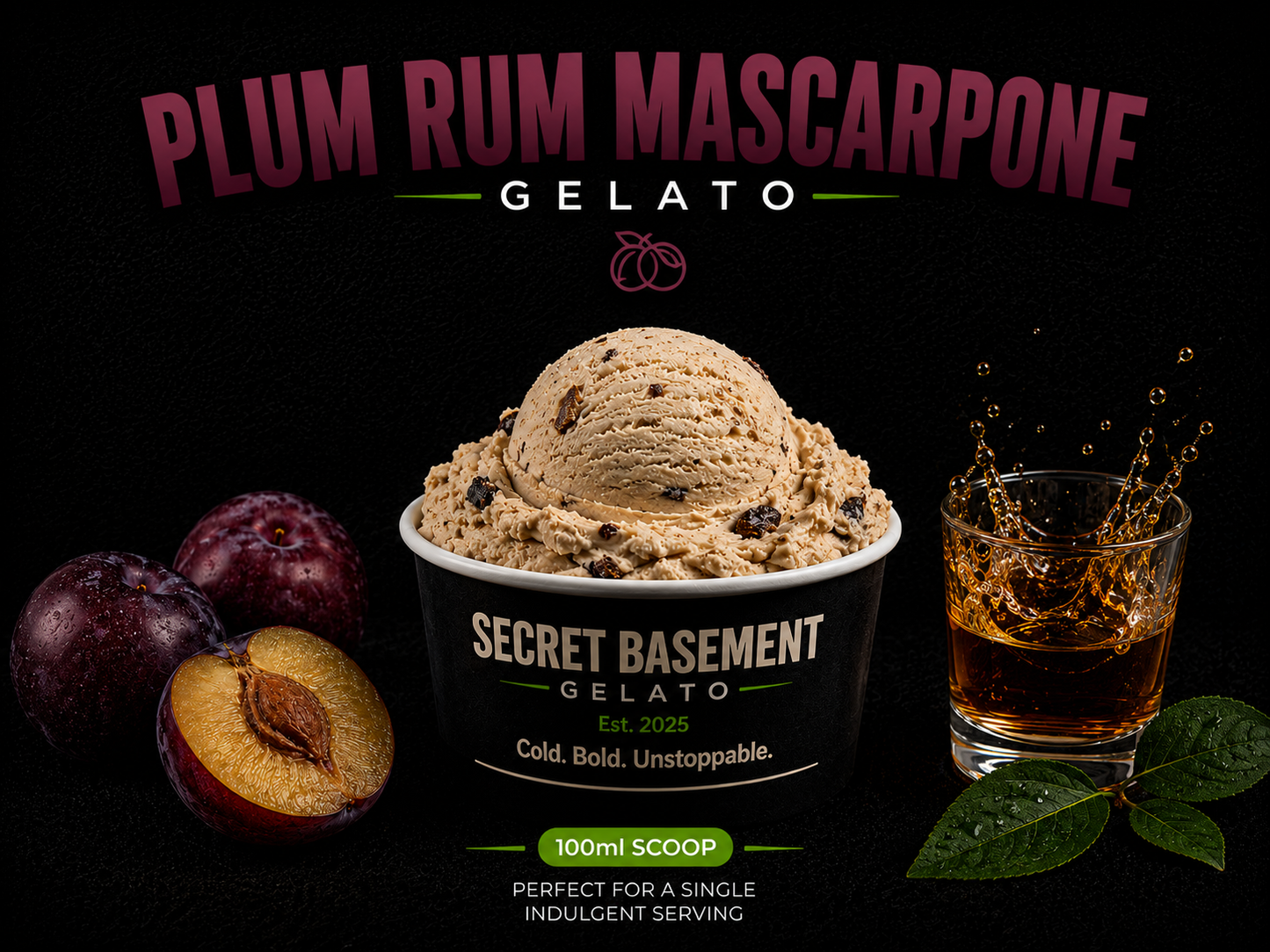 Plum Rum Mascarpone Gelato