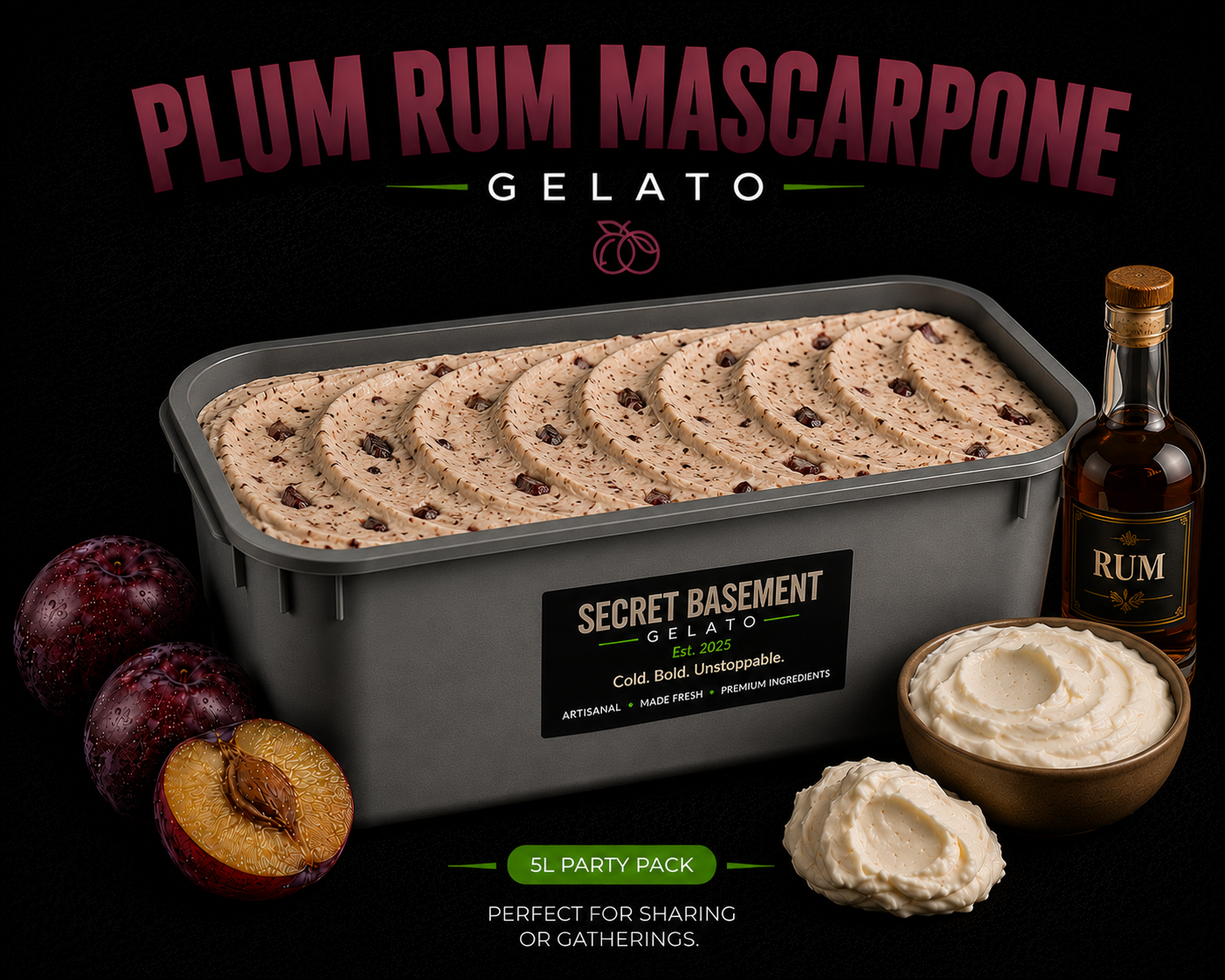 Plum Rum Mascarpone Gelato