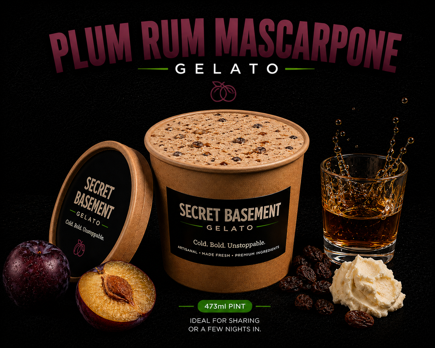 Plum Rum Mascarpone Gelato