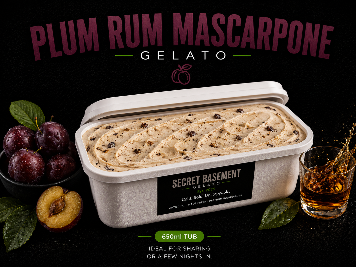 Plum Rum Mascarpone Gelato
